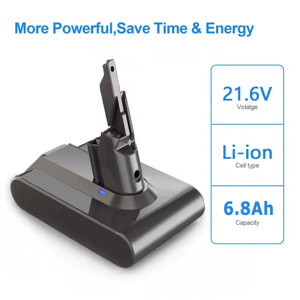 V7 12800mAh 21.6V ForDyson Battery Longer Runtime and Stronger Suction Replacement V7 Animal Trigger Motorhead Pro Fluffy SV11