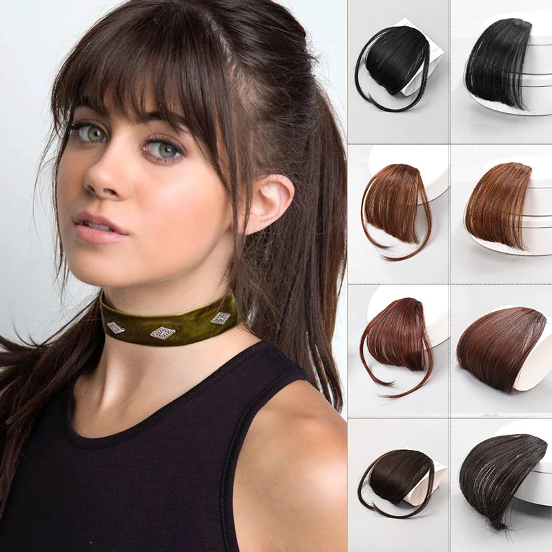 

MANWEI Synthetic Wig Air bangs Natural Short Brown Blond Black Fake Hair Fringe Extension