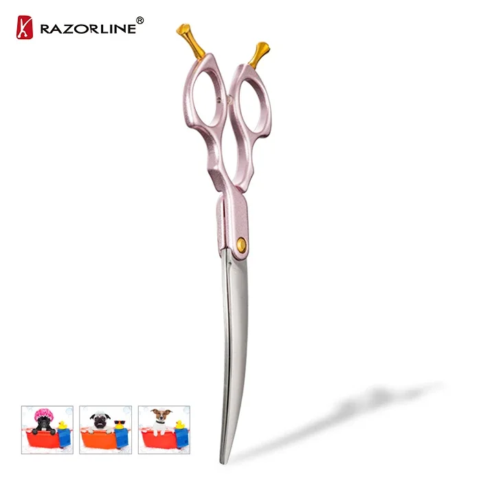 Razorline NPK41PC JAPAN 440C Pet Curved Scissors Aluminum Handle Pet Grooming Curved Shears