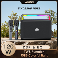 2025 XDOBO Nuts 120W Bluetooth Speaker Portable Karaoke Bass with Dual Microphone Atmosphere Light HIFI Waterproof Boombox