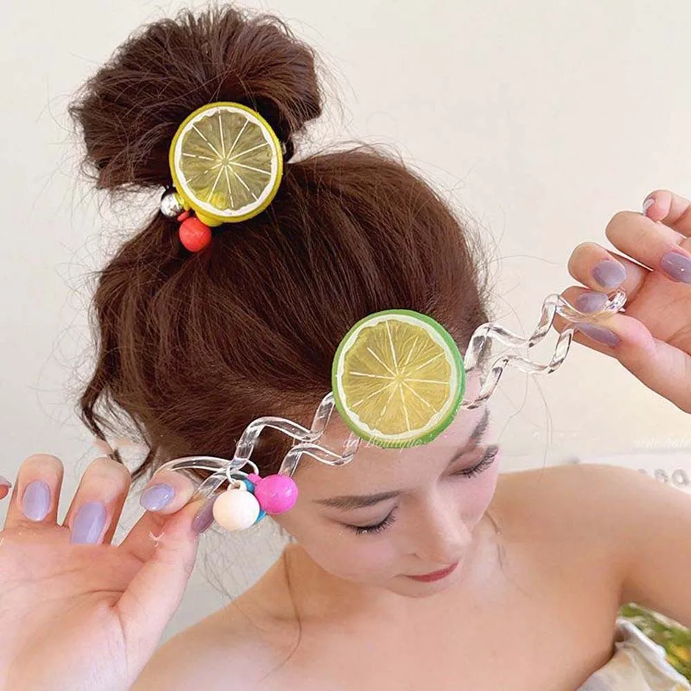 

Fruit Lemon Shape Lemon Hair Scrunchies Telephone Wire Hair Rope Hair Rope Summer Hair Scrunchies Ponytail Holder Headband