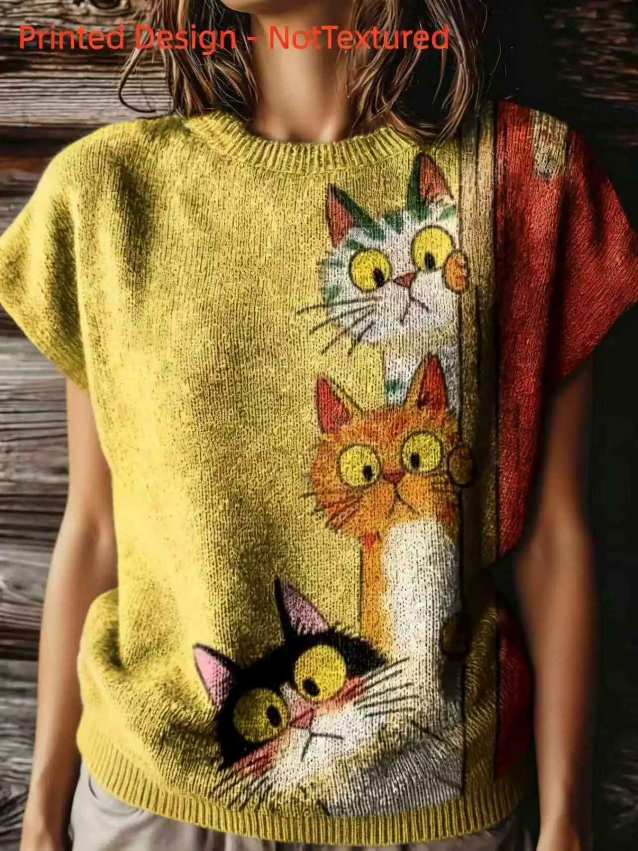 Spring and Summer Fashion New Style Pullover Round Neck Sleeveless Women's Top with Flat Digital Print Trendy Women's Clothing
