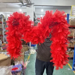 2Yards Turkey Feather Boa 200 Grams Thick Plumas Scarf Shawl For Wedding Party Clothing Dance Skirt Sewing Red Feather Decoratio