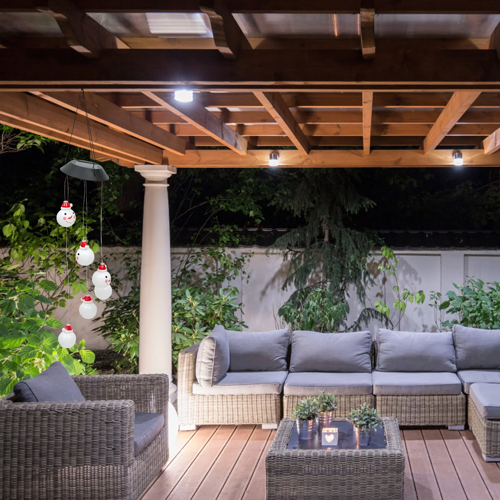 

LED Wind Chime Light Solar Powered Snowman Hanging Solar Lights for Garden Outdoor Indoor Decoration Waterproof Landscape