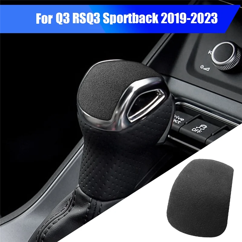 Car Gear Shift Knob Trim Cover for Audi Q3 RSQ3 Sportback 2019-2023 Shifter Handball Cover Sticker Accessories Dark Gray