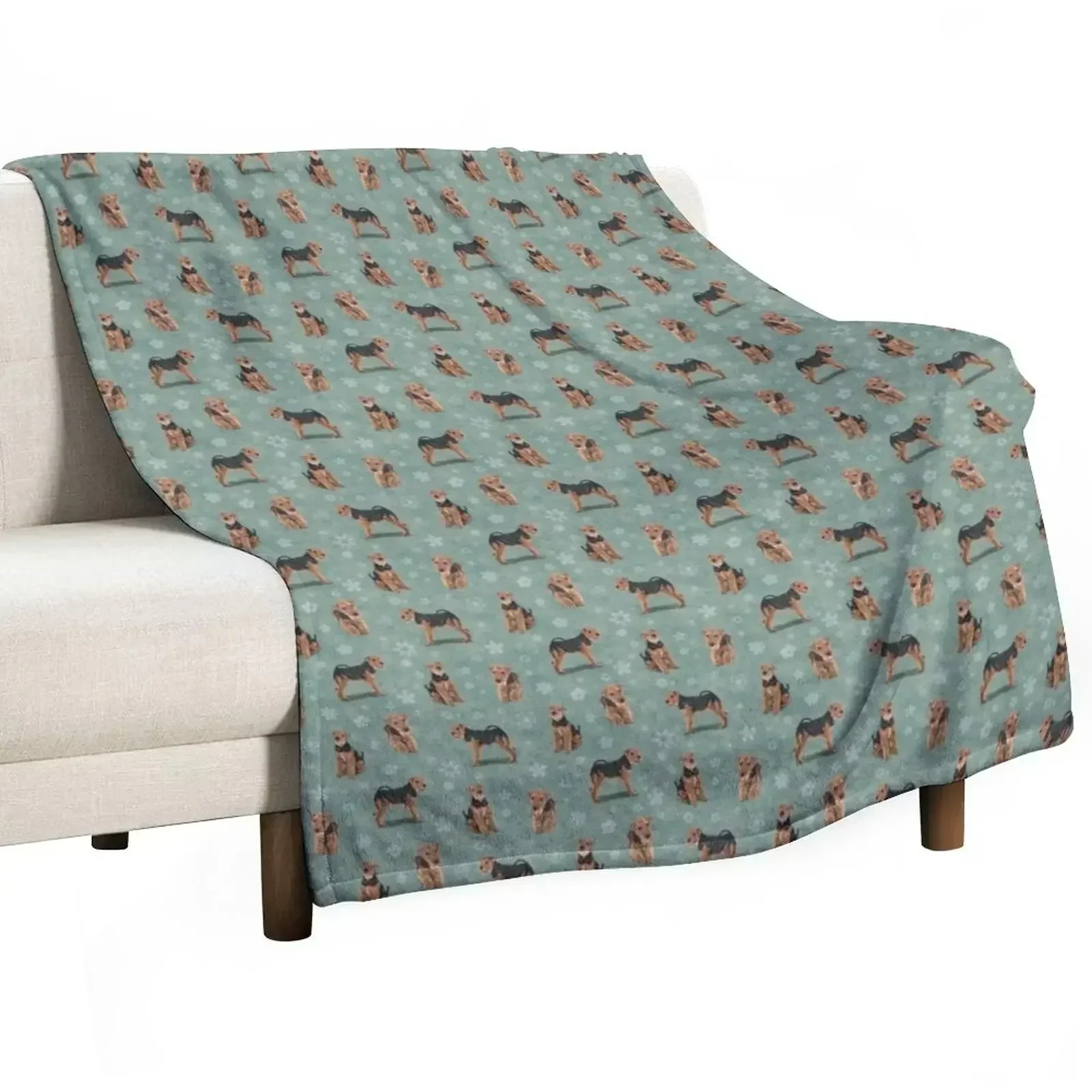 The Welsh Terrier Dog Throw Blanket Flannel Fabric Furrys Blankets For Bed Nap Beautifuls Vintage Blankets