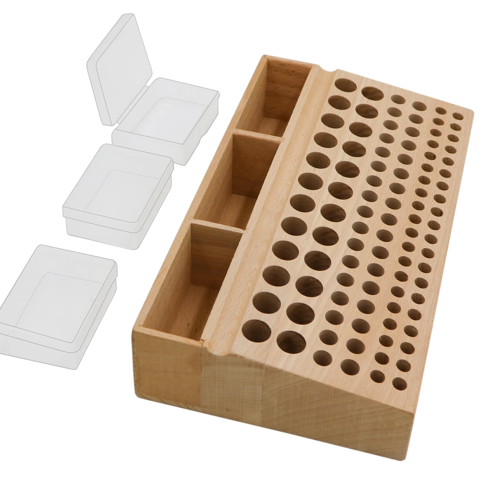 Handwork Tools Holder Box 98 Holes Organizer Wooden Rack for Leather Craft Punches Stand Carving tools Drill Bits Storage