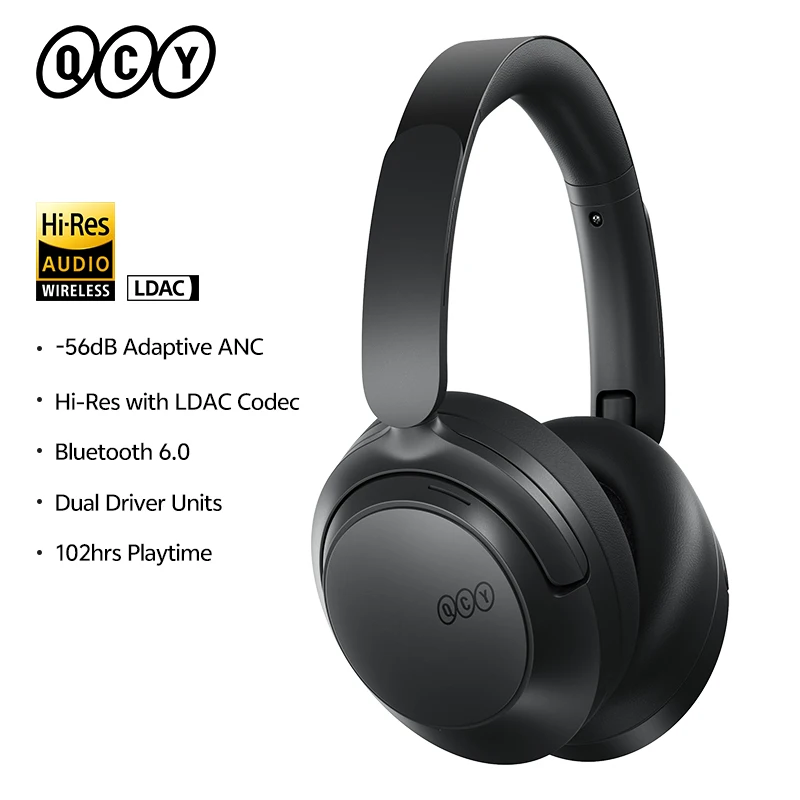 QCY H3S ANC over-ear hoofdtelefoon -56dB ruisonderdrukkende headsets Bluetooth 6.0 Hi-Res LDAC ruimtelijk geluid oortelefoon Dual Driver