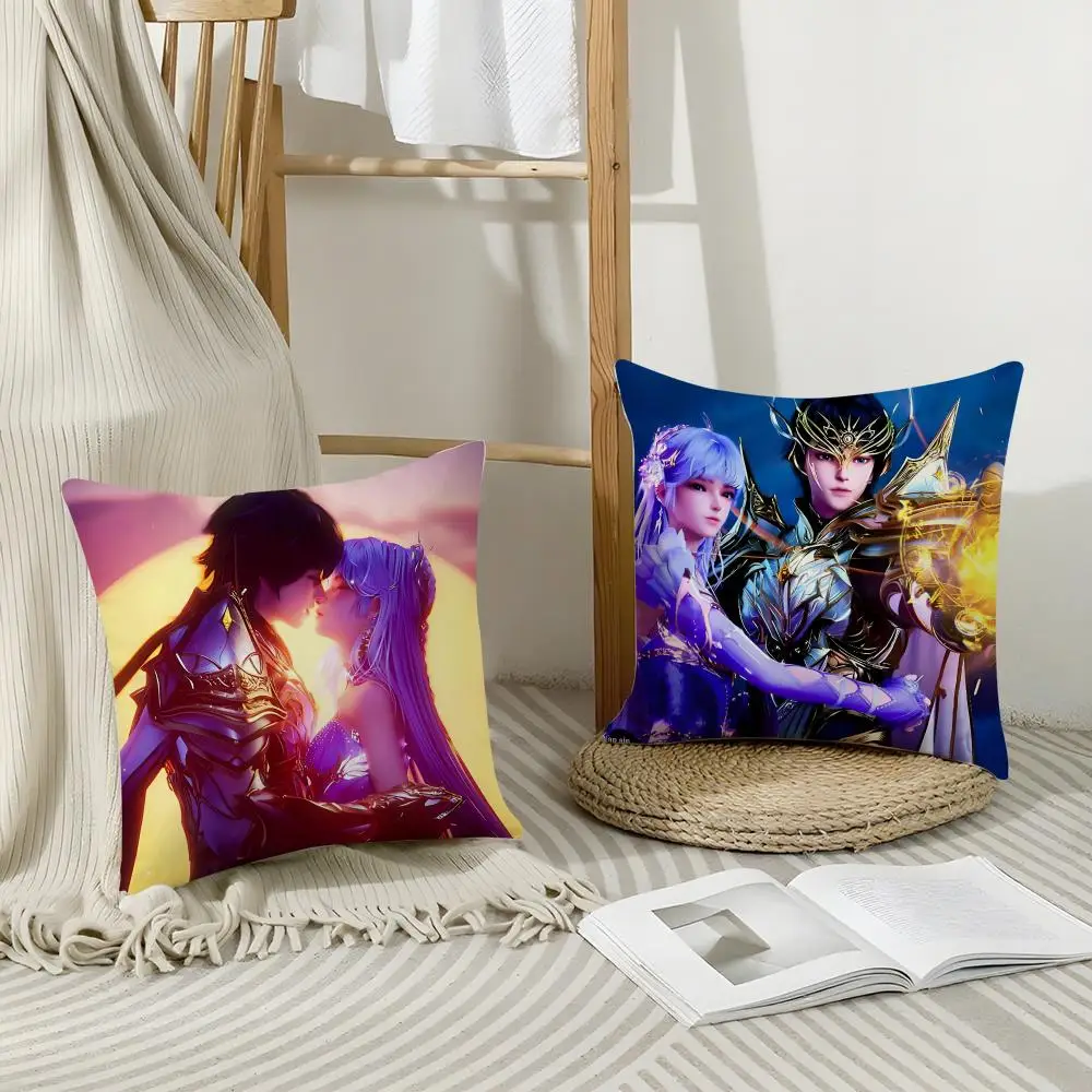 Popular Anime T-Throne of SealS Cushion Cover Short Plush Breathable Pillowcase Odorless Invisible Zipper Washable Removable