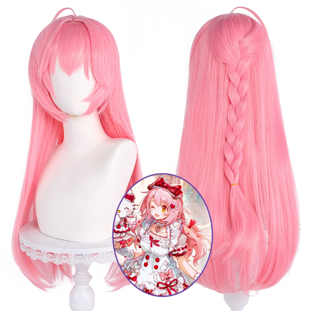 Anime Arknights Susie Glitter Cos Wigs Cosplay Costumes Headwear 75cm Long Simulation Scalp Thick Mixed Puffy Long Hair Wigs
