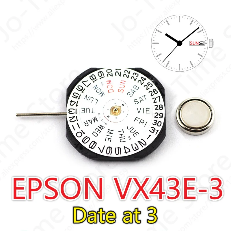 

Часы наручные Epson VX43e с японским механизмом, с отображением даты и даты