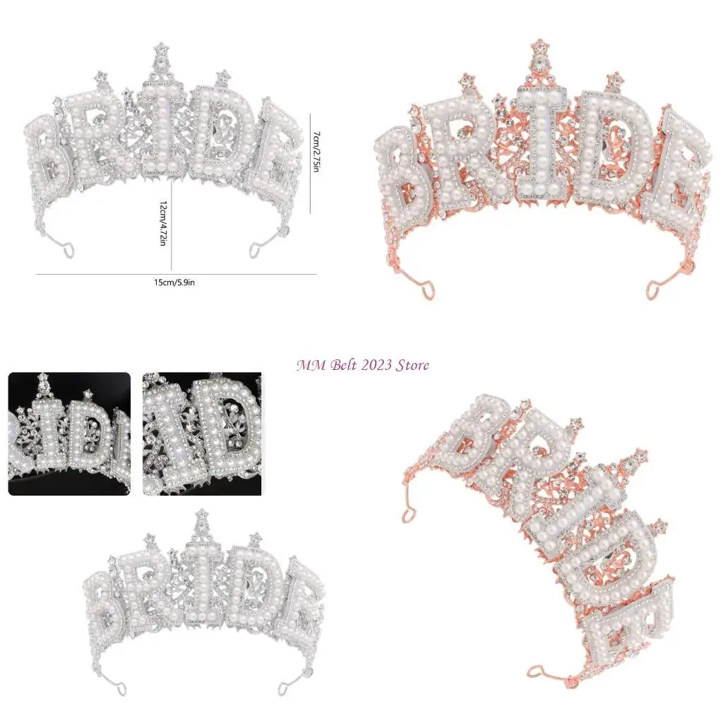 

49ME Wedding Rhinestones Crowns for Wedding Hen Party Bride Headwear Crystal Studded