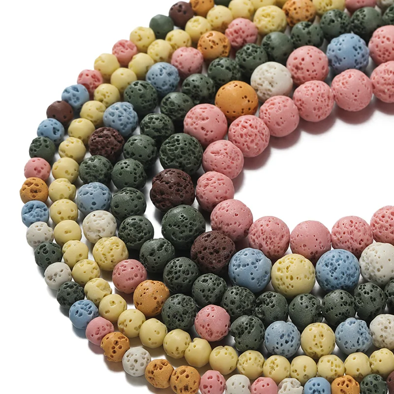

1Strand 6.5/8.5/10.5mm Volcanic Lava Stone Beads Round Loose Spacer Bead For Jewelry Making DIY Bracelet Accessories