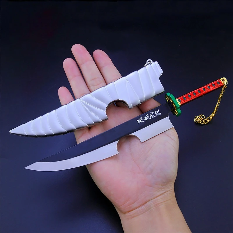 21cm Demon Slayer Uzui Tengen Sword Sound Hashira Dual Blade Anime Peripheral Katana Samurai Metal Weapon Model Collection Toy