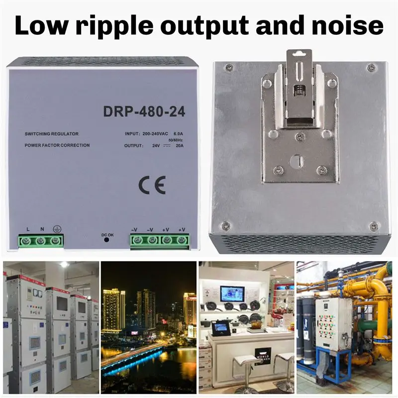 Must Have DRP-480 24V 480W Din Rail Power Supply Ac-Dc Driver Voltage Regulator Power Suply 100V-240V