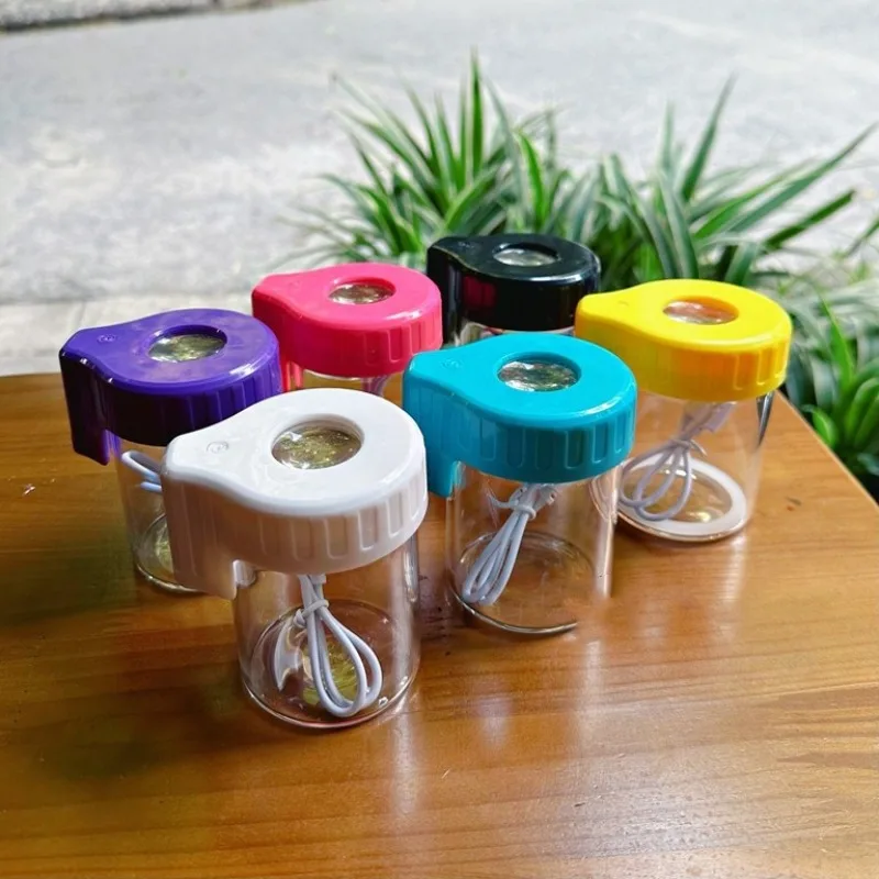 

Portable Luminous Glass Dry Herb Tobacco Storage Box High Quality Magnifying Transparent Tea Coffee Spices Sealed Storage Jar