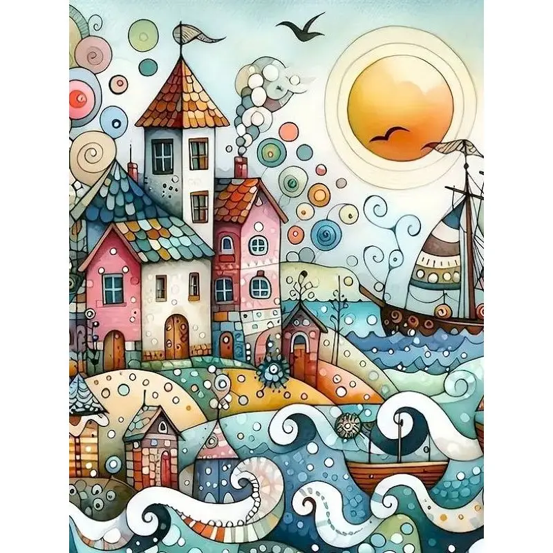 

Colorful House Paint By Numbers Handmade Coloring By Numbers Scenery Abstract Living Room Decoration Paint With Numbers
