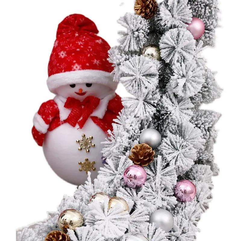 Christmas decorations rattan scene arrangement white flocking hotel shopping mall handrail staircase window creative pendant view 5