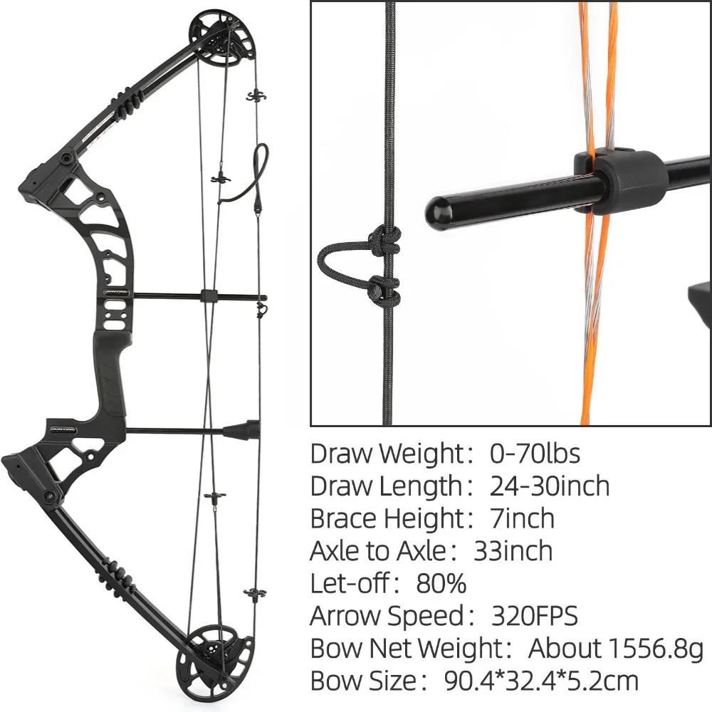 M121A  0-70lbs Archery Compound Bow Let-off 80% Arrow Speed 320 FPS Adjustable Right Hand Bow Hunting Shooting Pulley Bow Arco