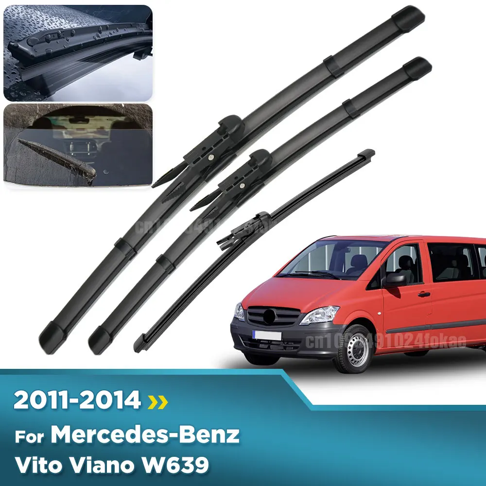 

For Mercedes-Benz Vito Viano W639 2011-2014 2012 Wiper Front&Rear Wiper Blades Windshield Windscreen Window Brushes 28"+26"+15"
