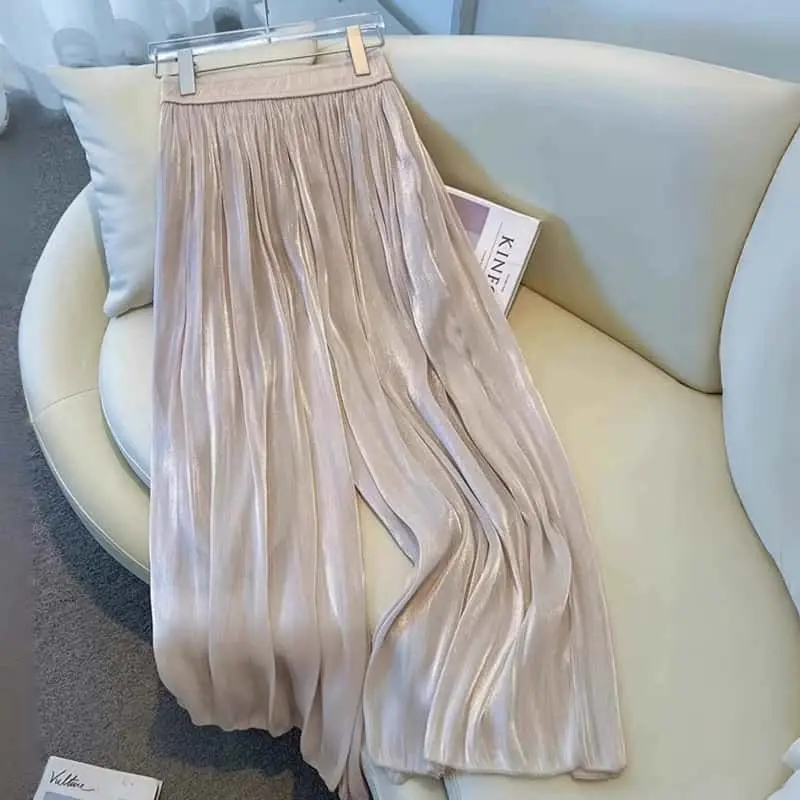 Casual Pants Women Summer Elegant Ankle Length Fashion Thin Femme Elastic Waist Casual Solid Streetwear All-match Korean Style