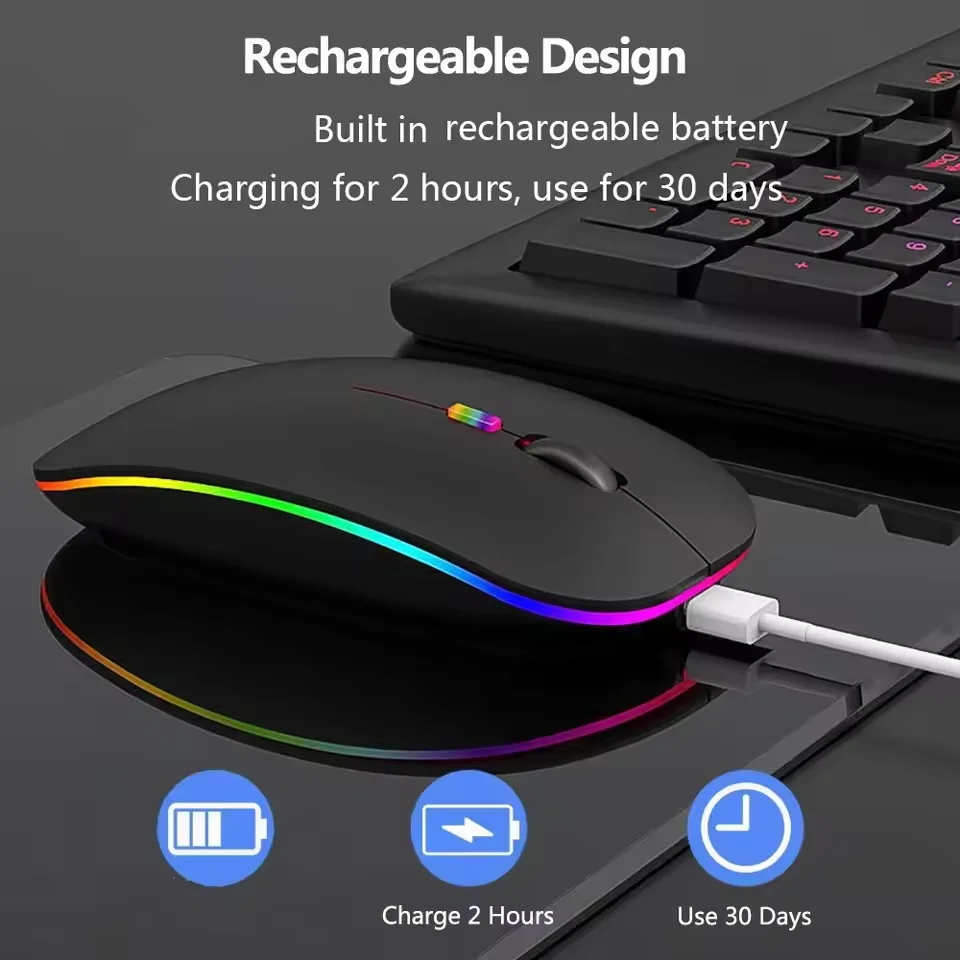 Drahtlose Maus Wiederaufladbare Dual Modi Bluetooth-kompatibel 2,4G USB Computer Mäuse Für Laptop iPad Tablet Notebook Gaming maus