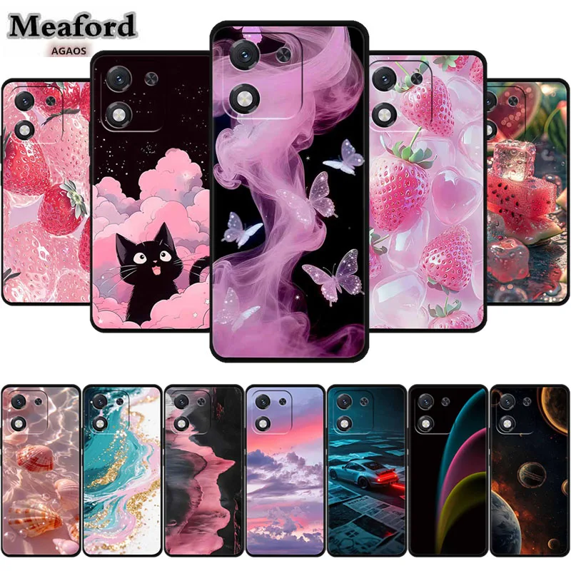 غطاء لهاتف هواوي هونور X70i حافظة هاتف من البولي يوريثان الحراري لهاتف هونور X 70i 70 i Para أسود خلفي ناعم حامي زهرة كرتونية هدية كابا #1