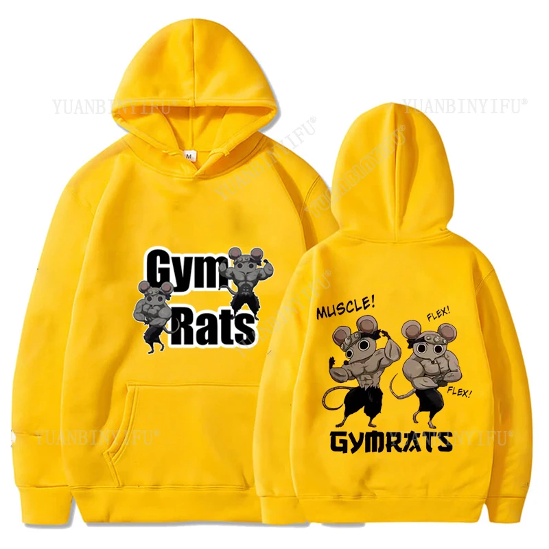 بلوفر بغطاء للرأس مطبوع عليه طراز جديد من Gym Rat Meme - مناسب للخريف والشتاء لكل من الرجال والنساء كاجوال وعصري #1