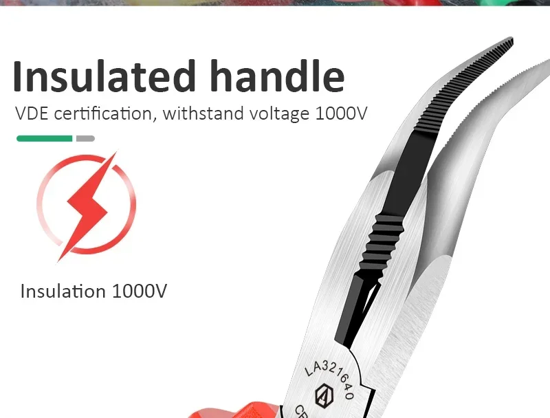LAOA 8 Zoll/6 Zoll Gebogene Spitzzange Hardware-Zange Gebogene Nase Zange Manuelle Zange Abisolierzange Elektriker DIY Reparatur Handwerkzeuge – Detail 10