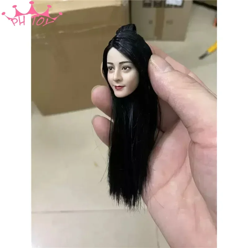 1/6 Asian Beauty Dilireba Head Sculpt Female Soldier Head Carving Three Hair Styles Head Played Model for 12