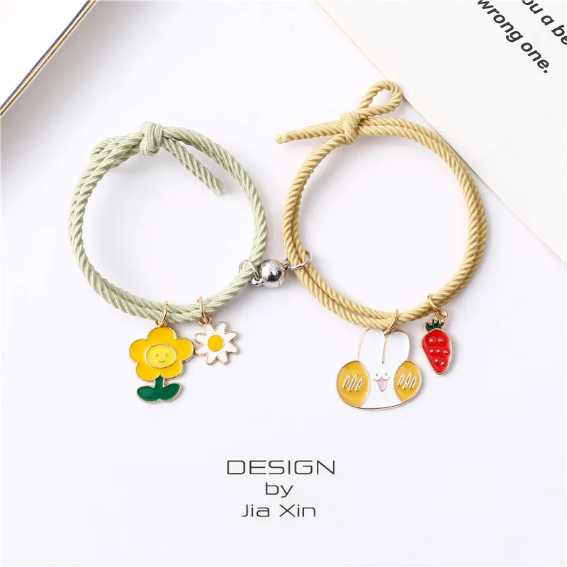 Sanrio Anime My Melody Kuromi Cute Cartoon Bracelets with Magnet Ball Kawaii Rubber Band Gifts Toys for Couple Best Friend