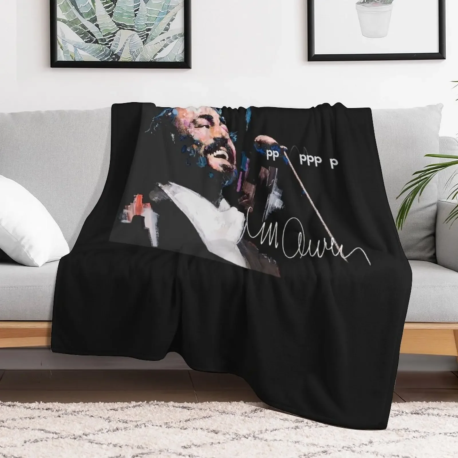 Original Portrait of Luciano Pavarotti Throw Blanket Soft Plush Plaid Bed linens Custom Thermals For Travel Blankets