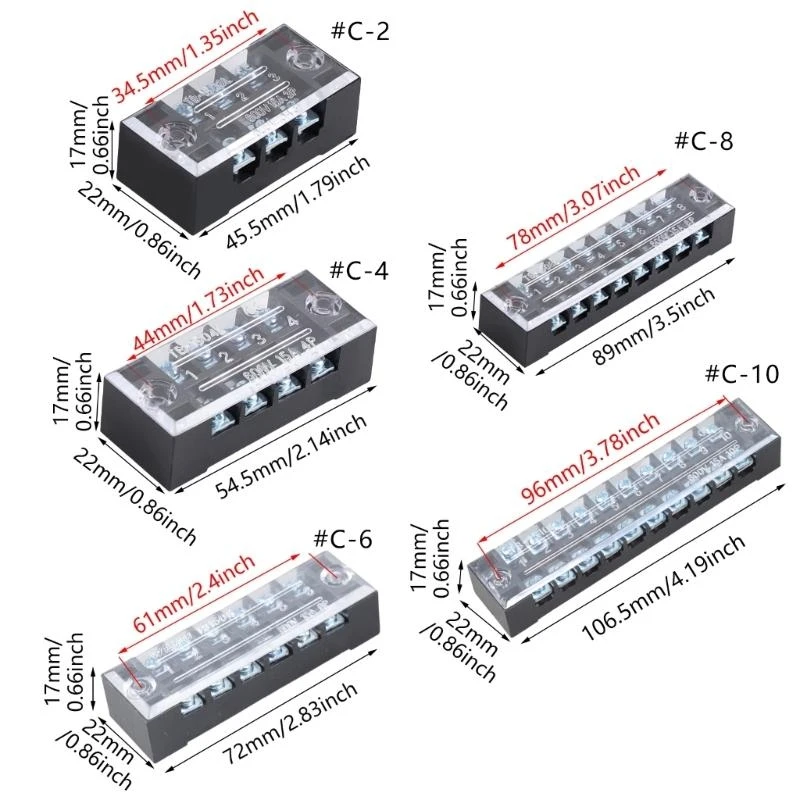 W3JE Terminales tiras doble Bloque Bloque placa cableado fijo Terminales conector Firas Terminales
