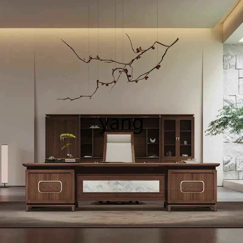 LMM，new Chinese style high-end atmosphere office furniture ebony solid wood table