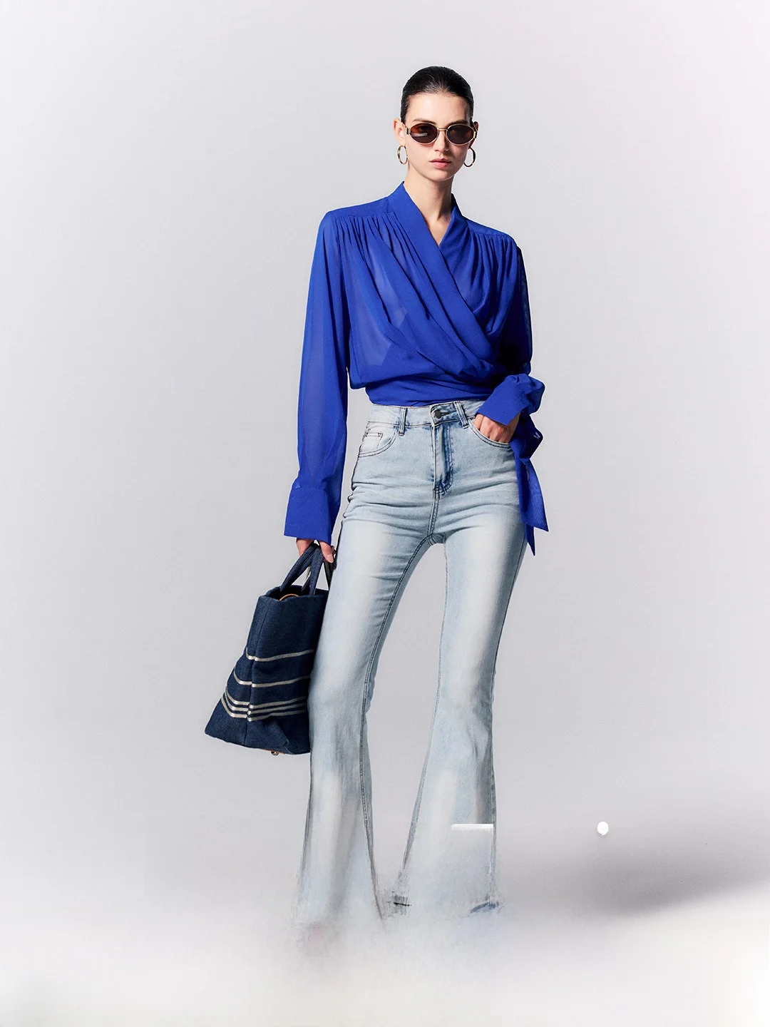 

Джинсы Luna7xi Blue Waed Slim Fit: Новые женские летние джинсы с высокой талией, модные расклешенные, повседневные, из эластичного хлопкового денима