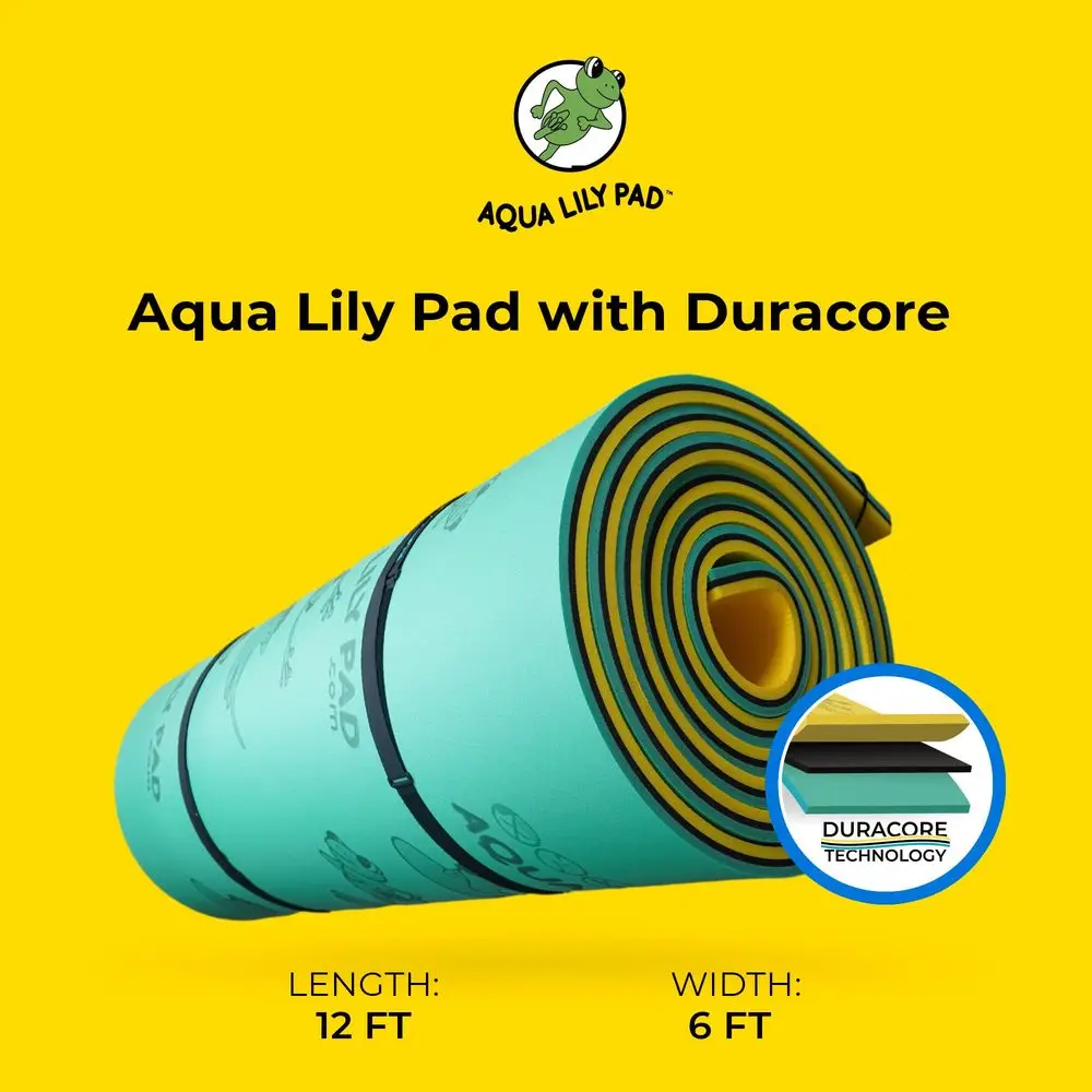 

Original Floating Water Mat Island Float Layer FlexCore Green Yellow Foam Raft, Made in The USA