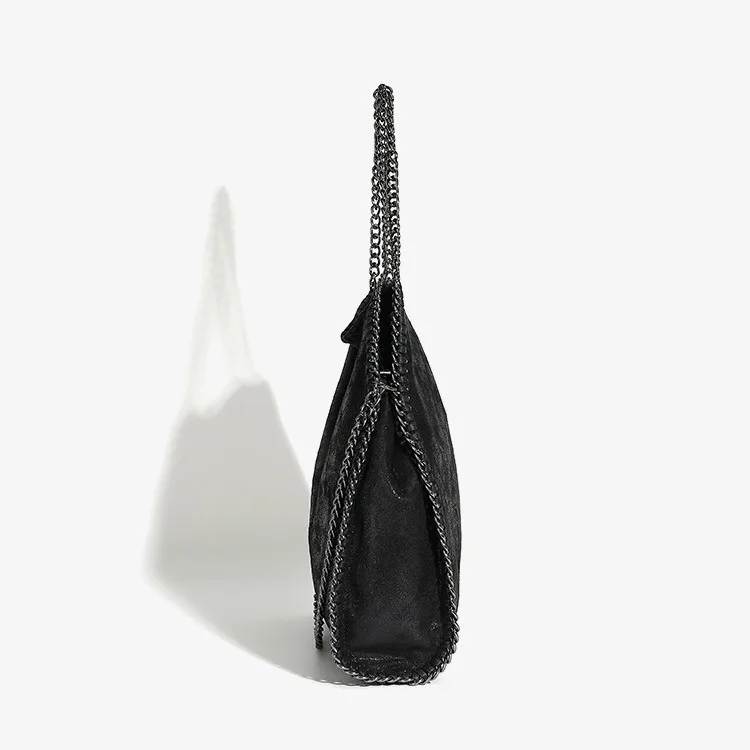 Mode frauen Kette Schulter Tasche Vintage Große Kapazität Umhängetasche Weibliche Faltbare Einfarbig Handtaschen Einkaufstaschen – Detail 4