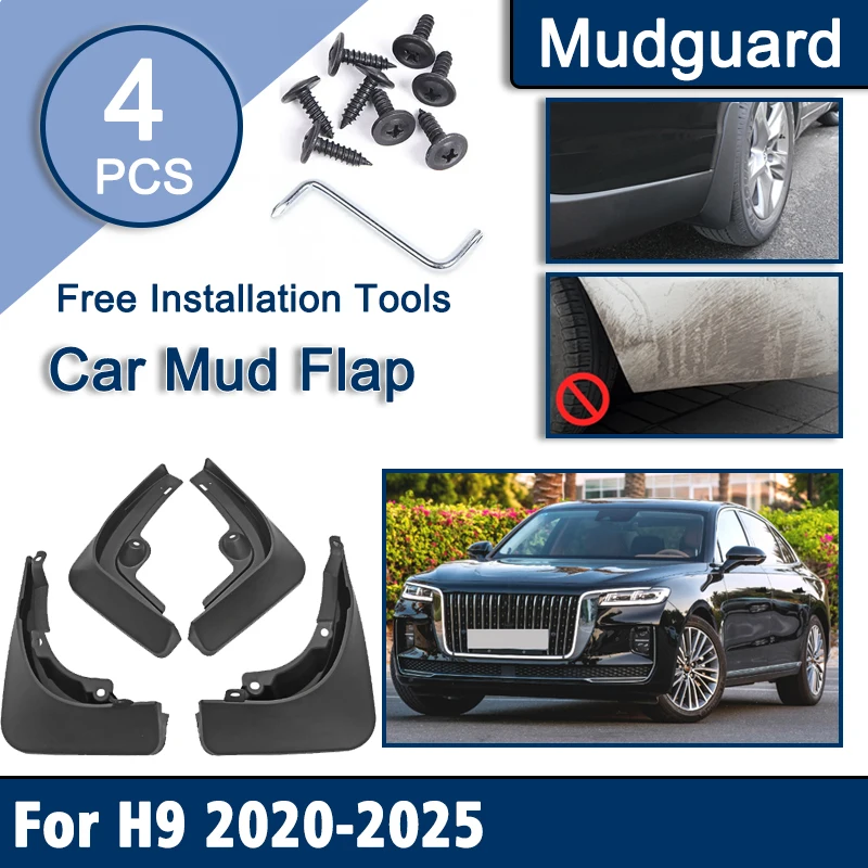 Auto Mudguards For Hongqi H9 2020 2021 2022 2023 2024 2025 Car Splash Guard Mudflaps Front Rear Fenders Bodykit Cars Accessories