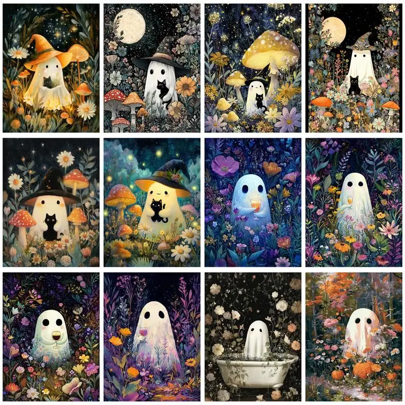 GATYZTORY Painting By Number Halloween ghost Modern DIY Frame Handpainted Canvas Coloring By Numbers For Home Decor