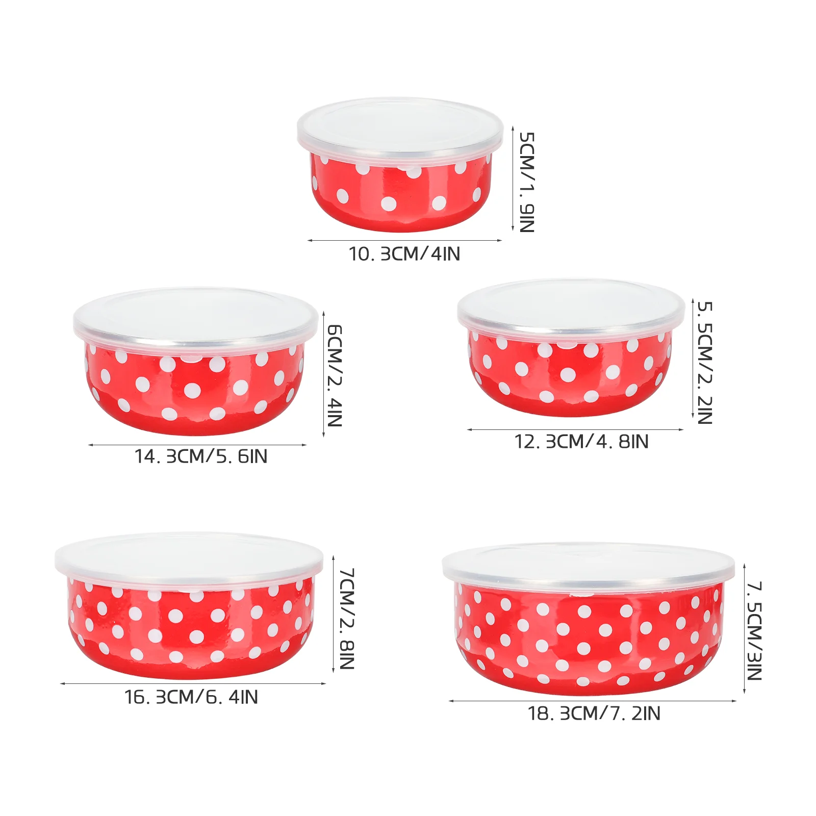 5 Pcs Enamel Covered Bowl Lid Ceramic Mixing Soup Serving Enamelware Kids Lunch Case Container Sealing Portable Food