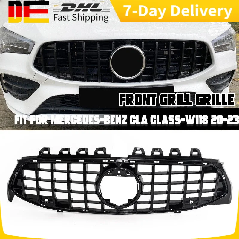 GT Style Grille For Mercedes Benz CLA W118 C118 CLA35 AMG 2020-2023 Car Front Bumper Grille Center Racing Grill Hood Tuning Kit