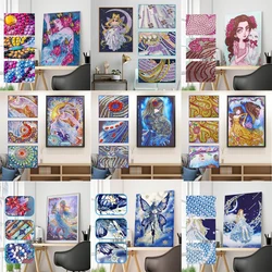 5D DIY Diamond Painting Kit Moon Girl Decoration Partial Special Shaped Drill Jewelry Cross Stitch Diamond Rhinestones Paintings