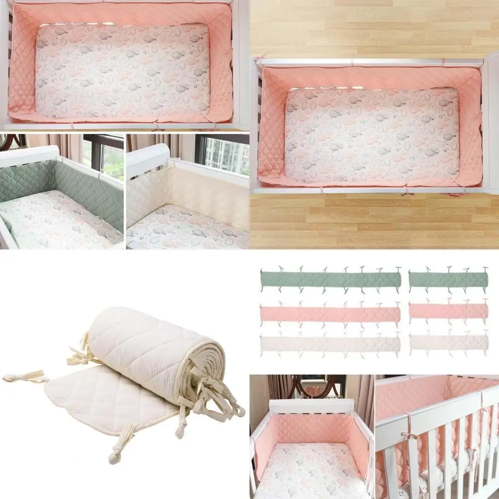 581F Baby Cot Bumper All Round Padded Crib Bumper Wrap Around for Protection Polyeste