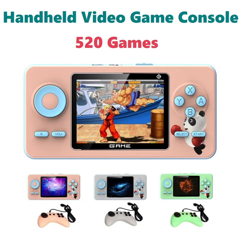 520 Games Video Game Console Retro Game Controller 2.4-Inch Screen Handheld Game Player Two-Person Mode (C)