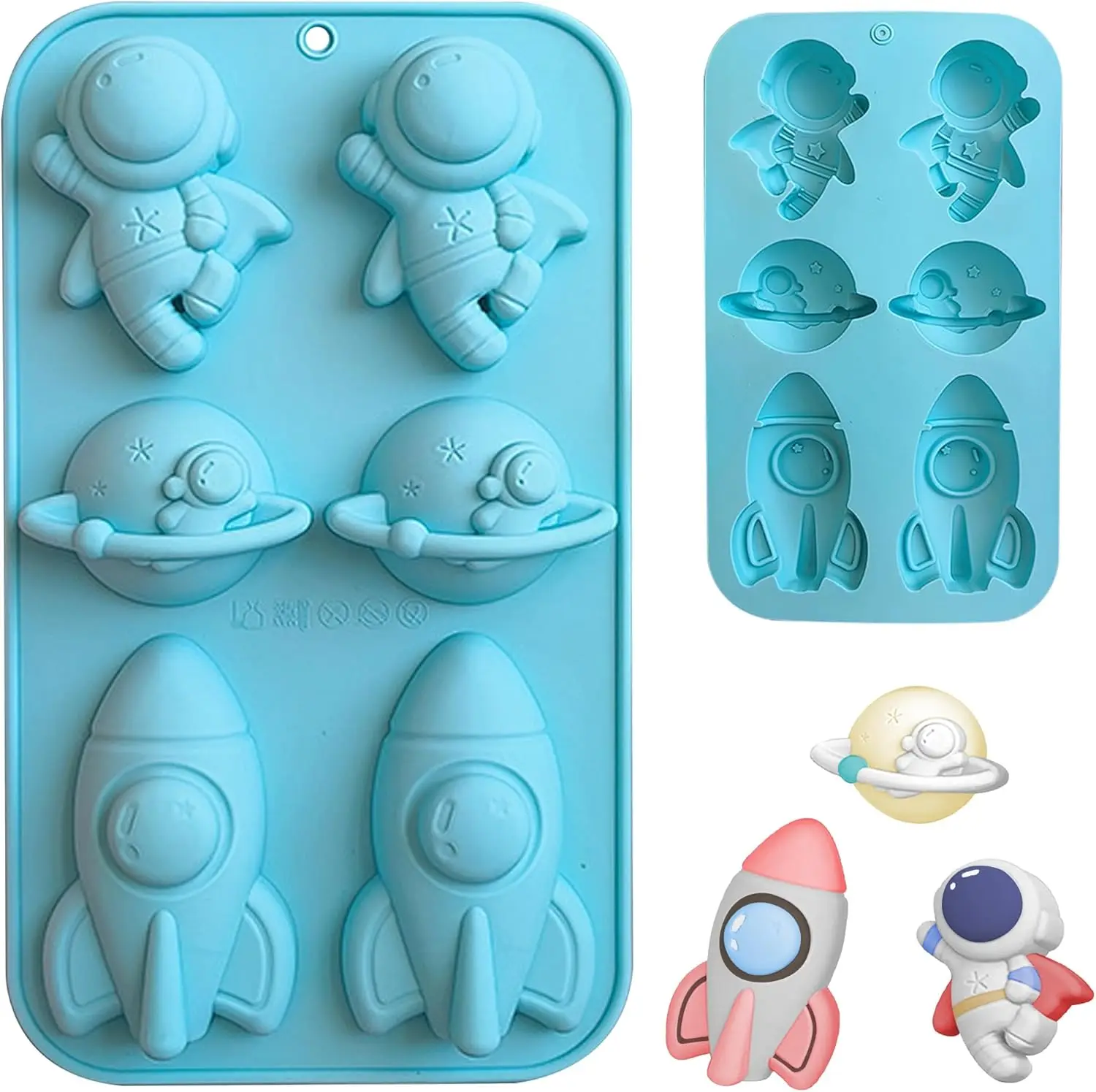 

Space Themed Silicone Mold Astronaut Rocket Planet Chocolate Candy Molds Epoxy Resin Soap Clay Mould for Baking Cake Decorating