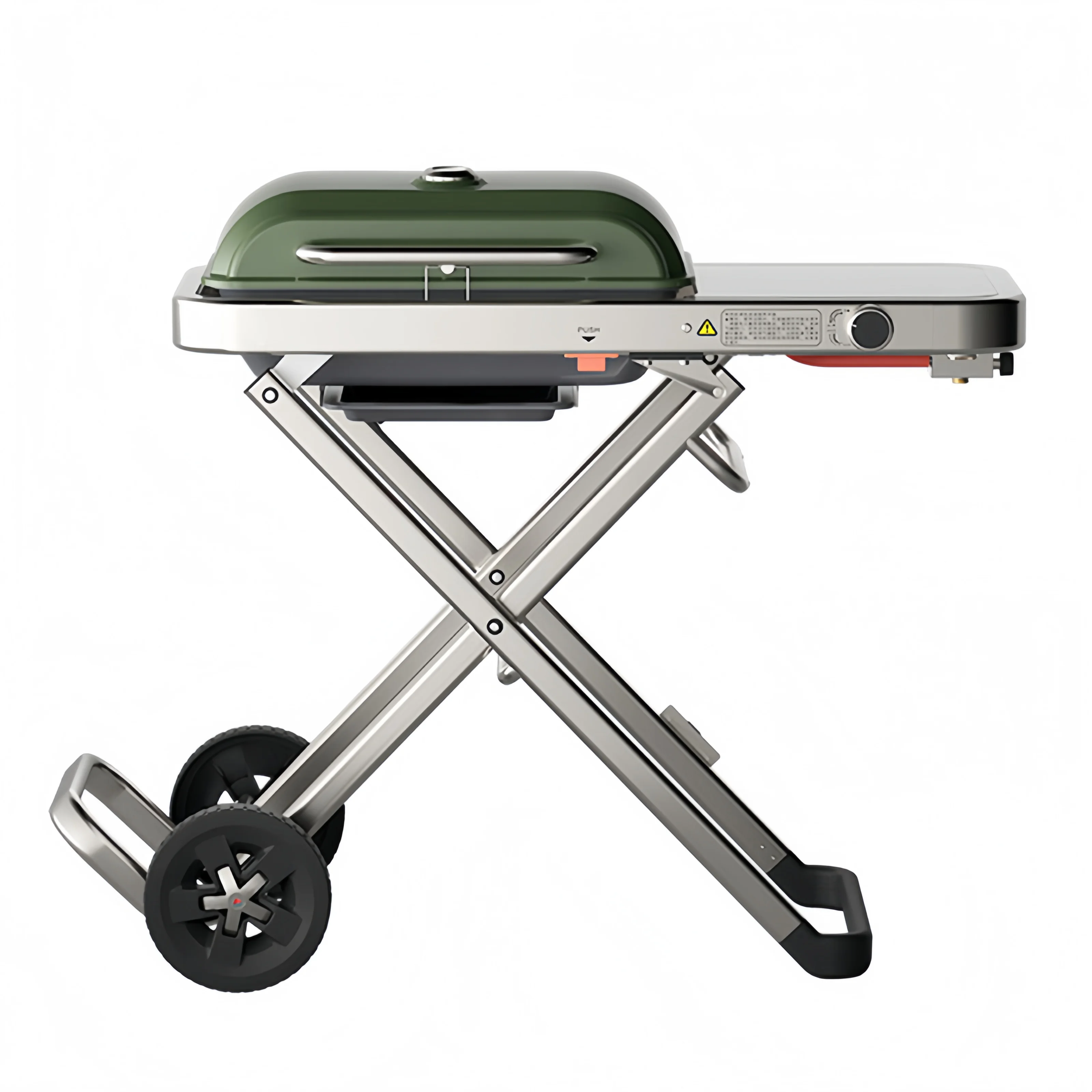 2025 New Generation Portable Foldable BBQ Grill Griddle Adjustable Steel Gas Barbecue Trolley for Camping Outdoor BBQ Grilling