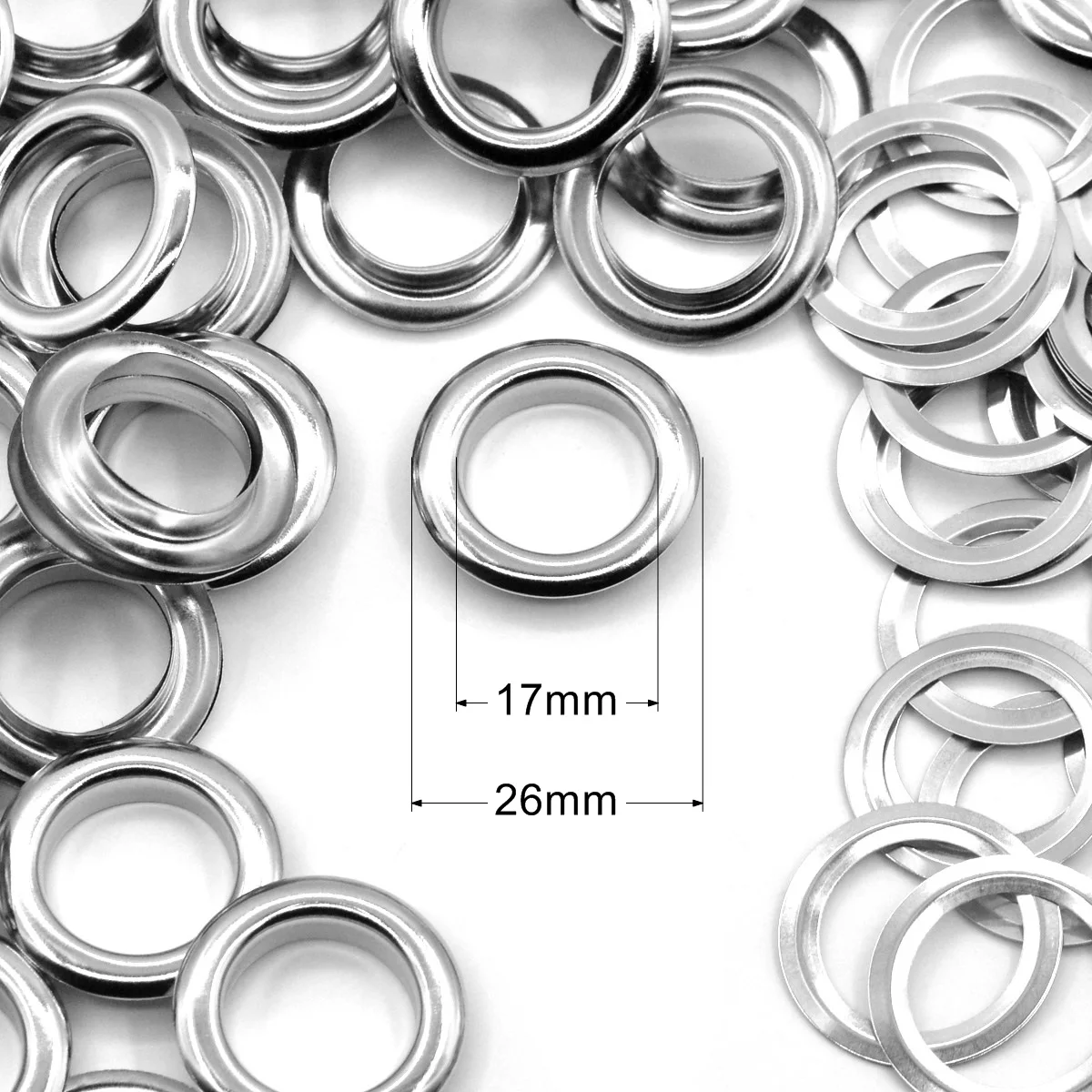 KALASO 20sets 17mm Brass Material Silver Color Grommet Eyelet With Washer Fit Leather DIY Craft Shoes Belt Cap Craft Supplies