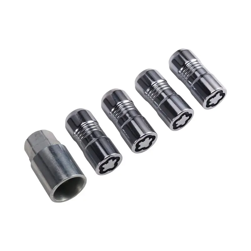 A85E-Chrome Cone Seat Wheel Locks 24210 Set M14 X 1.5 Thread Size, Unique Key Tool And ID Card Included