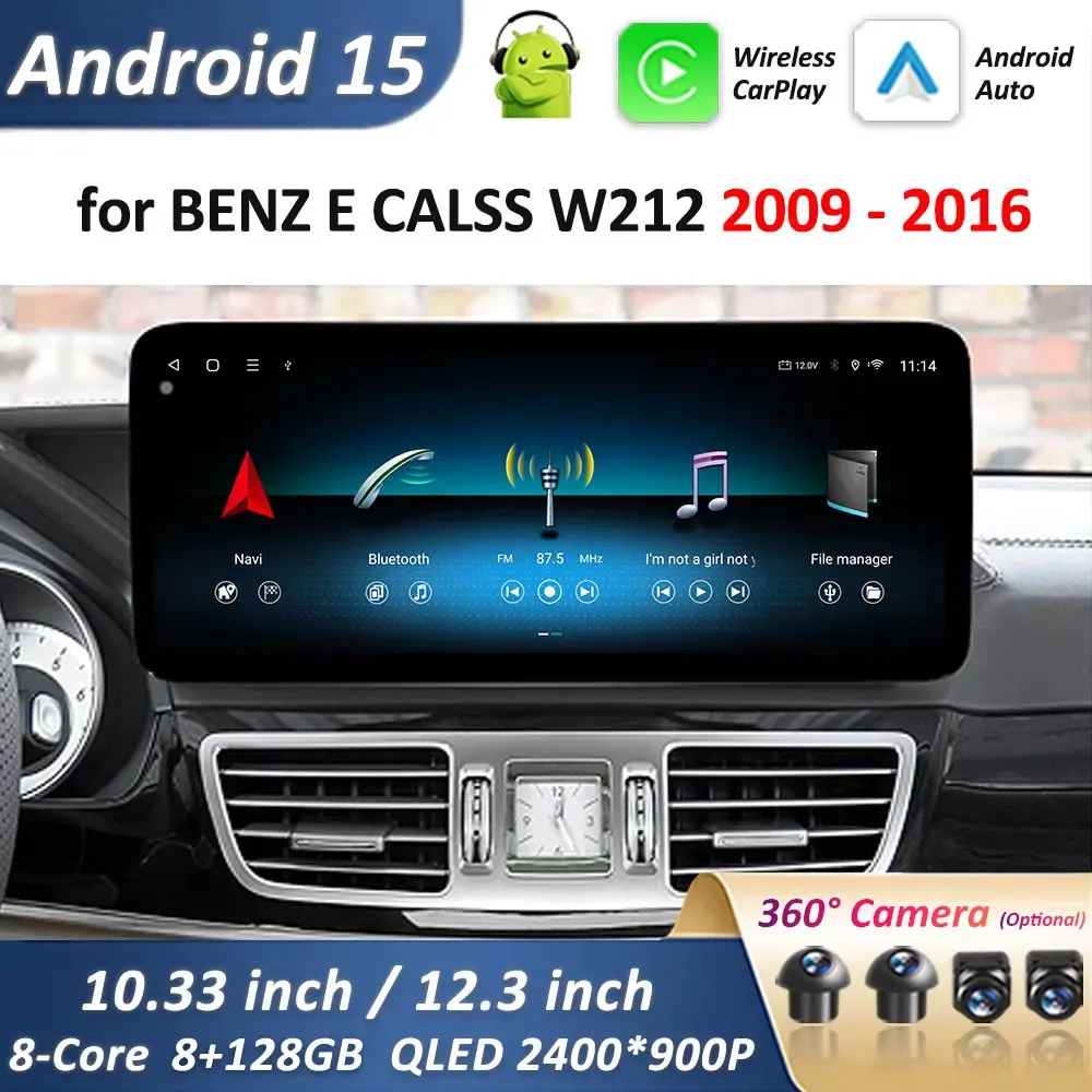 

Ultra-thin QLED Screen Android 15 Auto Carplay for Benz E CALSS W212 2009 - 2016 Car Multimedia Radio Player DSP WiFi 4G BT