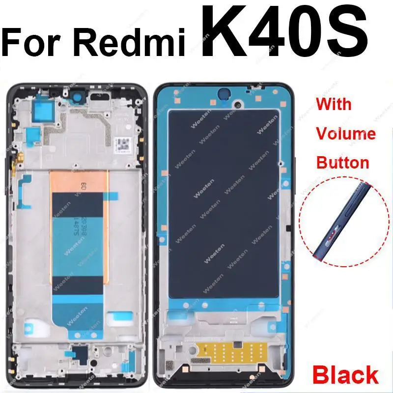 Penutup bingkai Tengah untuk Xiaomi Redmi K40 K40 Pro K40S kerangka tengah LCD bingkai pelat Bezel pengganti Panel